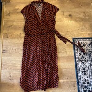 Forever 21 Striped Black and Brown Wrap Dress